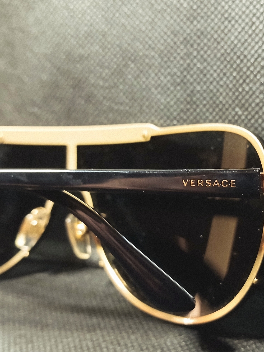 Versace Black and Gold Shield Sunglasses